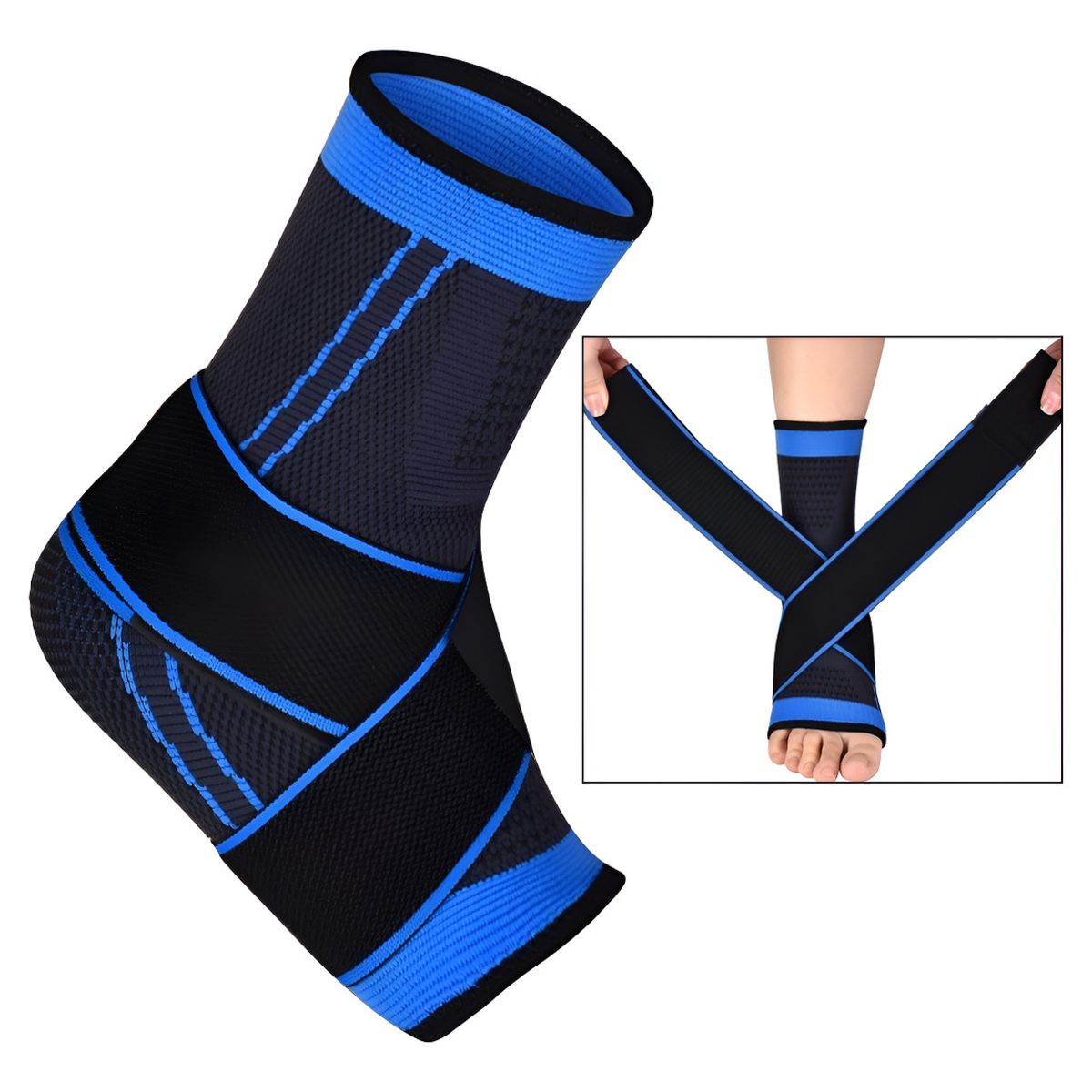 GENERICO - Tobillera Venda Elastica Ortopedica Compresión Dolor Tobillo Color Azul