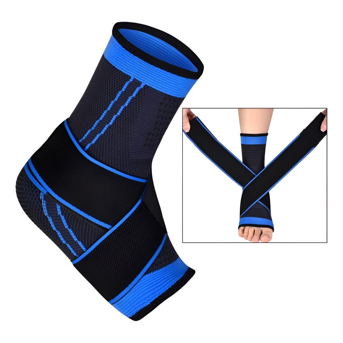 GENERICO - Tobillera Venda Elastica Ortopedica Compresión Dolor Tobillo Color Azul