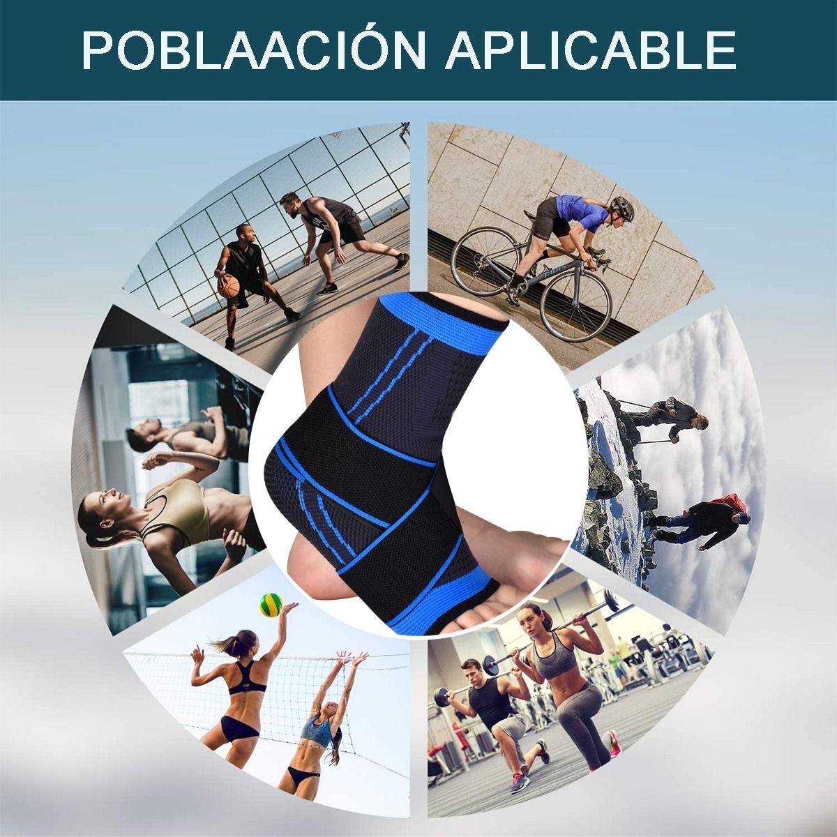 GENERICO - Tobillera Venda Elastica Ortopedica Compresión Dolor Tobillo Color Azul
