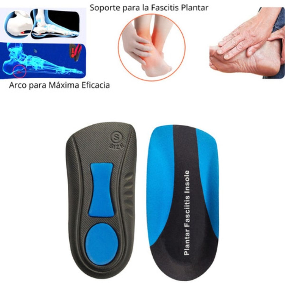 GENERICO - Par Talonera Fascitis Plantar Deporte Casual 2.3cm Altura Azul L