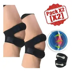 GENERICO - Pack X2 Rodillera Menisquera Doble Soporte Ortopedica Rotula Negro Unica