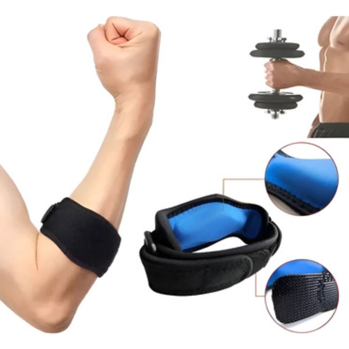 GENERICO - Pack X2 Soportes Codo Para Epicondilitis Tendinitis Tenista M Negro