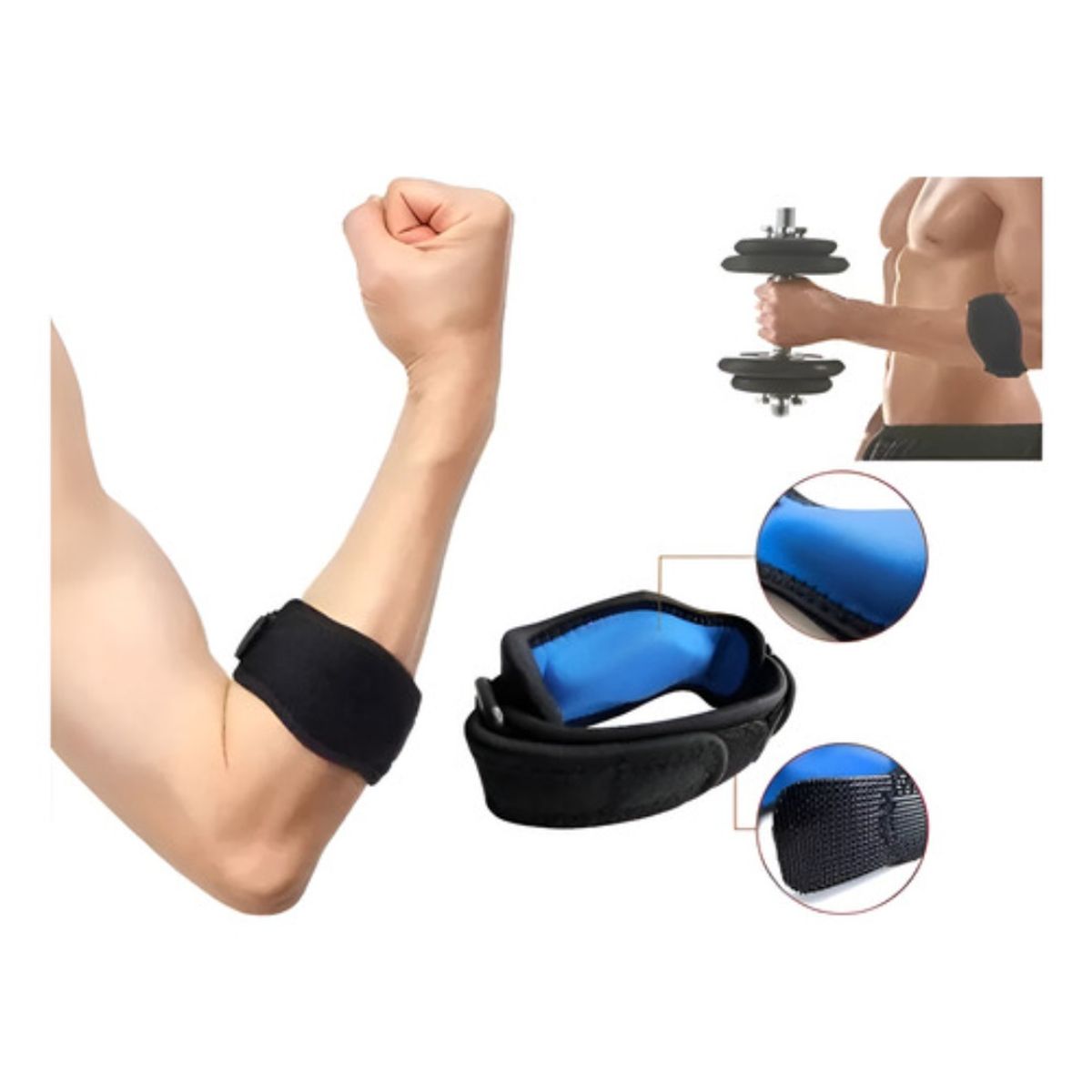 GENERICO - Pack X2 Soportes Codo Para Epicondilitis Tendinitis Tenista M Negro