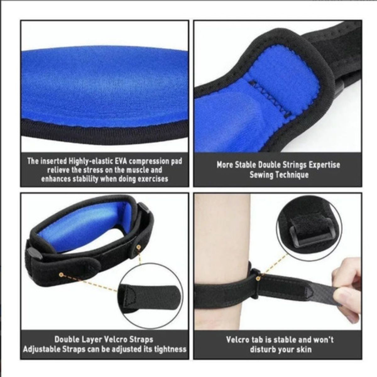 GENERICO - Pack X2 Soportes Codo Para Epicondilitis Tendinitis Tenista M Negro