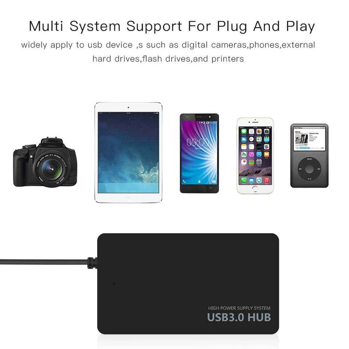 Adaptador concentrador de red multi USB 4 puertos de alta velocidad, expansor USB 3.0, marca GENERICO - Foto Principal