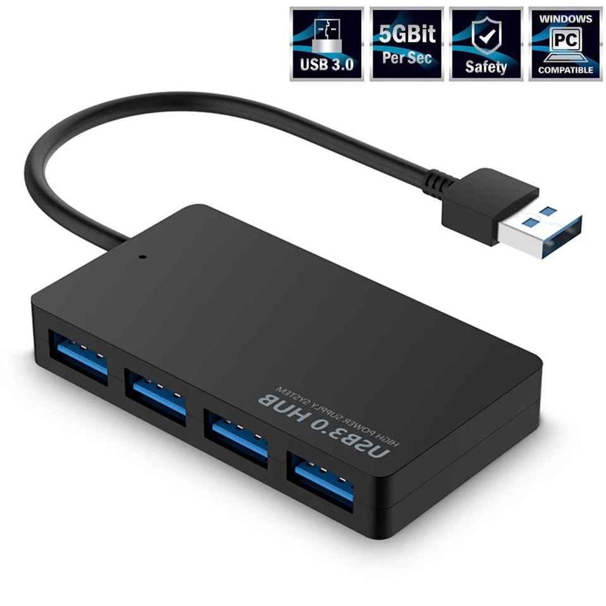 Adaptador concentrador de red multi USB 4 puertos de alta velocidad, expansor USB 3.0, marca GENERICO - Foto 2