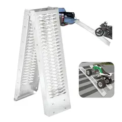 KINDA NICE - Rampa Plegable Resistent Hierro Galvanizado Para Motocicleta Plateado