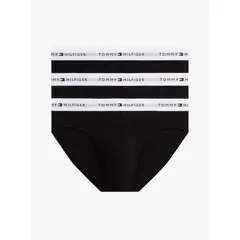 TOMMY HILFIGER - Pack De 3 Calzoncillos Slip Signature Negro