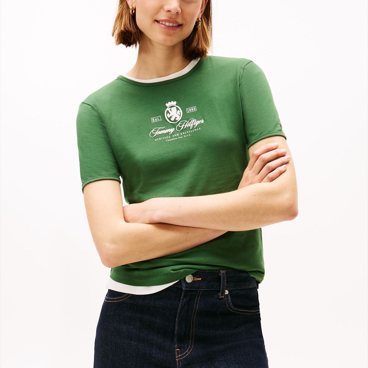 TOMMY HILFIGER - Polera Varsity Slim Fit Verde Tommy Hilfiger