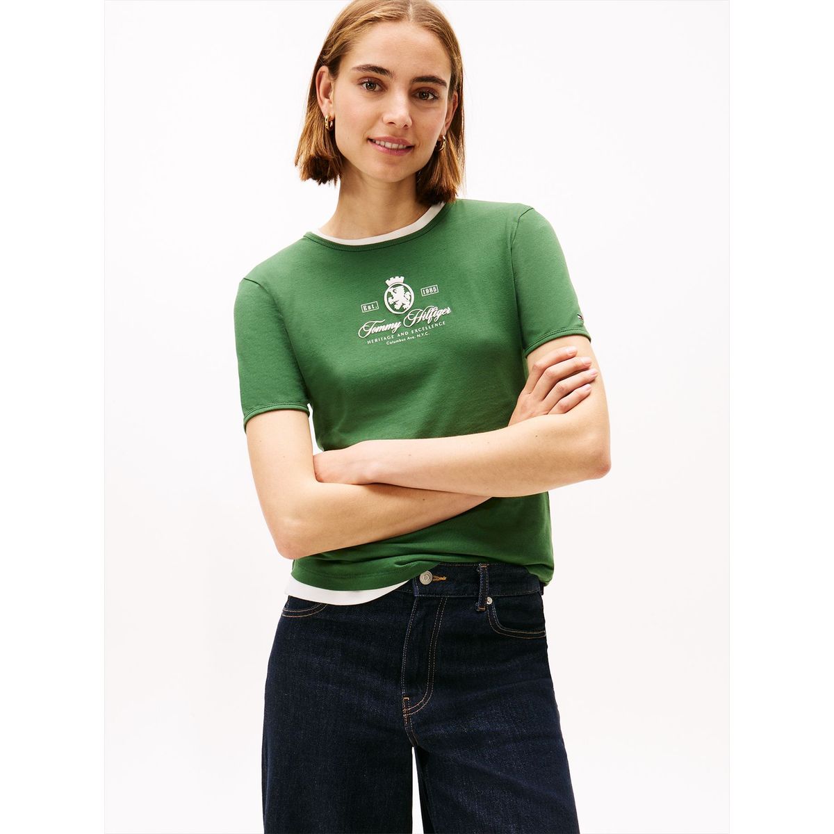 TOMMY HILFIGER - Polera Varsity Slim Fit Verde Tommy Hilfiger