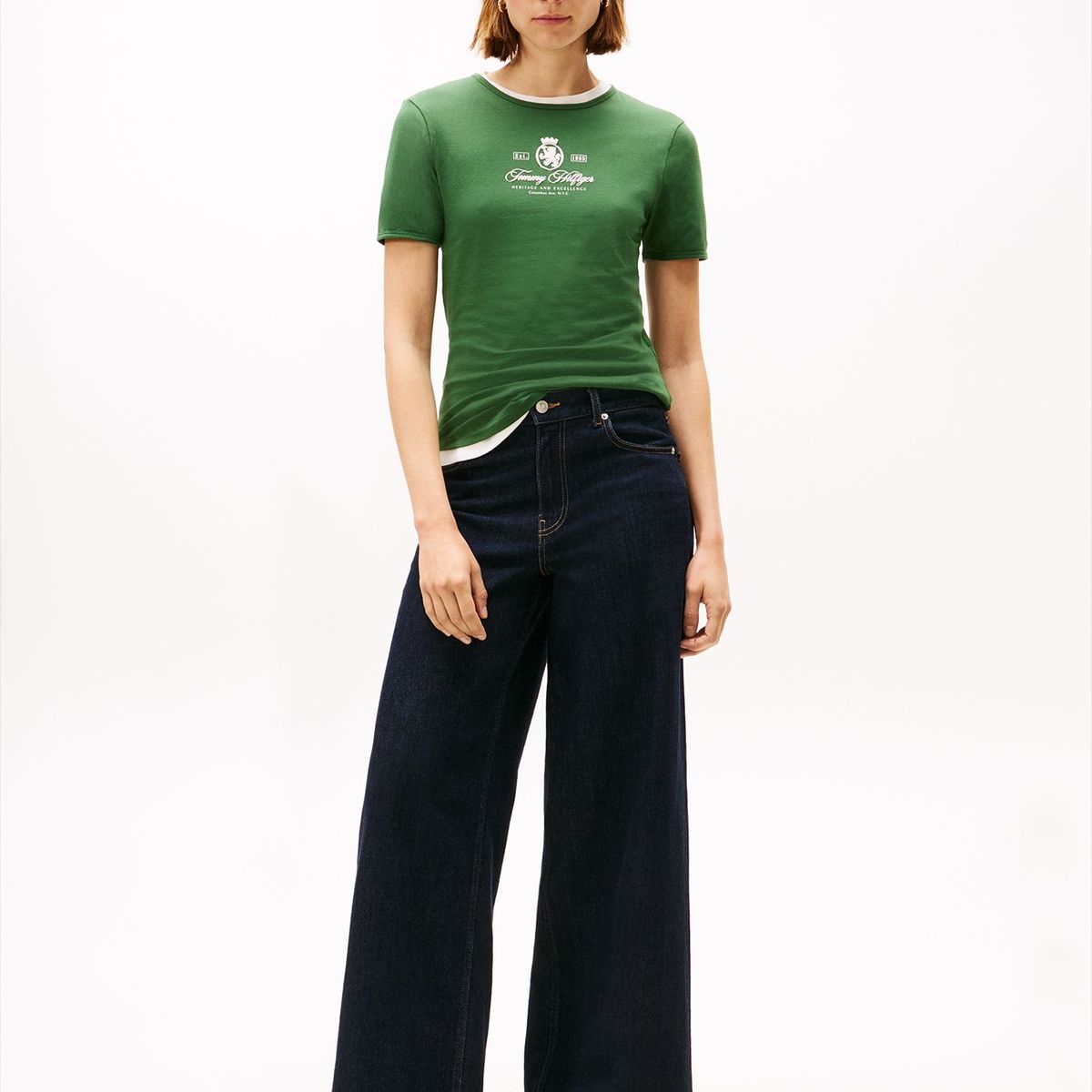 TOMMY HILFIGER - Polera Varsity Slim Fit Verde Tommy Hilfiger