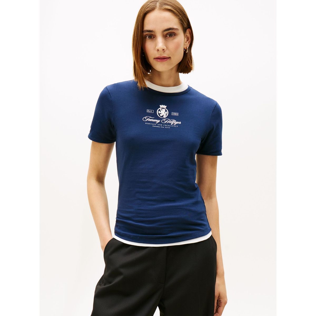 TOMMY HILFIGER - Polera Varsity Slim Fit Azul Tommy Hilfiger
