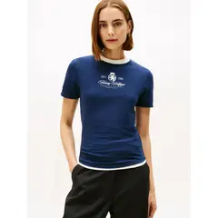 TOMMY HILFIGER - Polera Varsity Slim Fit Azul