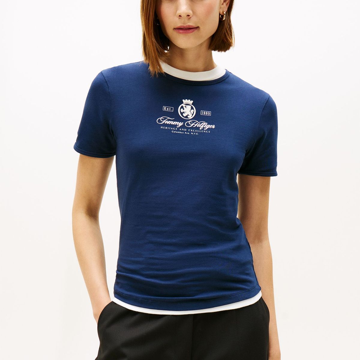 TOMMY HILFIGER - Polera Varsity Slim Fit Azul Tommy Hilfiger