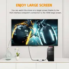 GENERICO - Convertidor VGA a HDMI, Mini Box, adaptador analógico de Audio y vídeo de alta definición