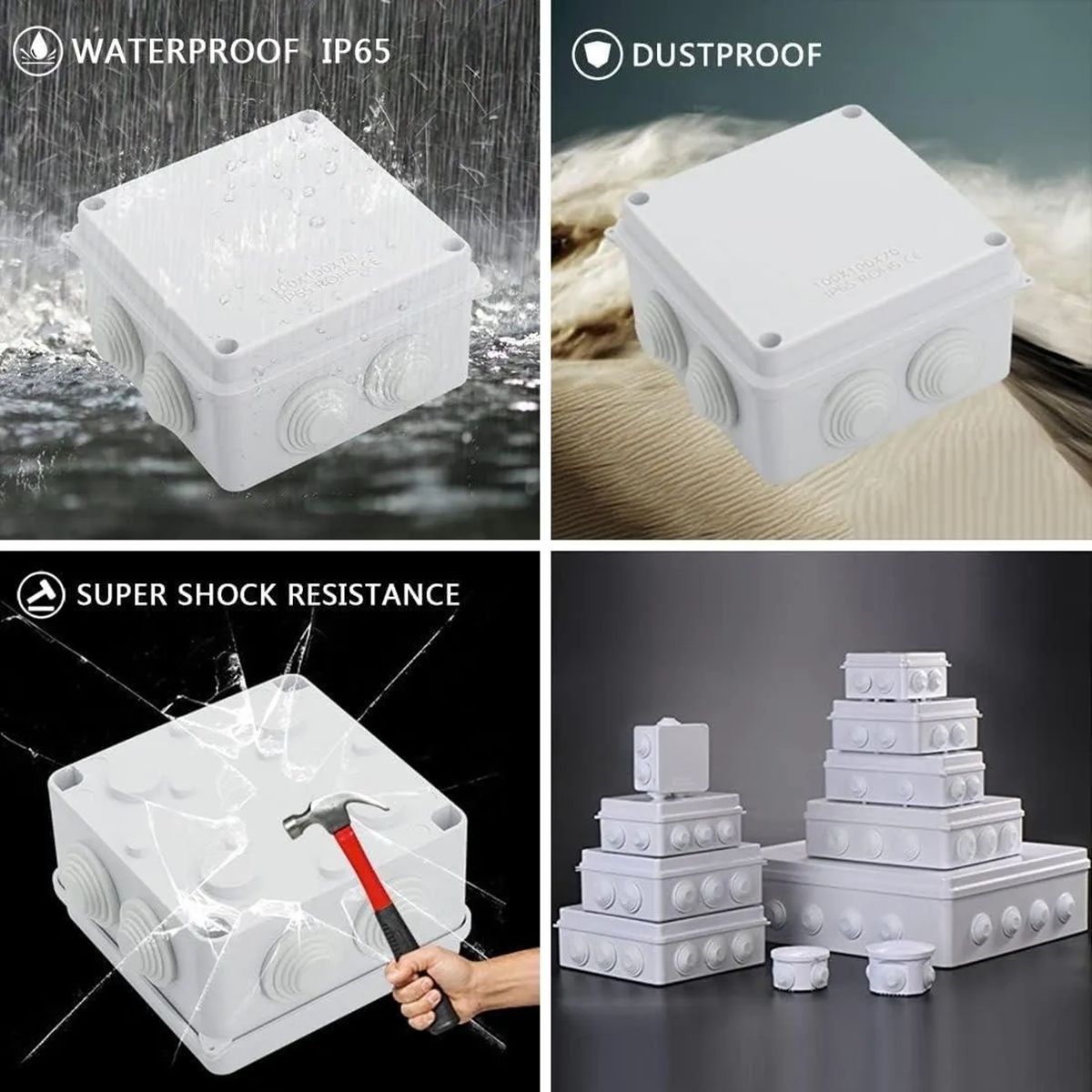 GENERICO - 10 Cajas Estancas Ip55 Para Conexiones De Cctv En Exterior Blanco