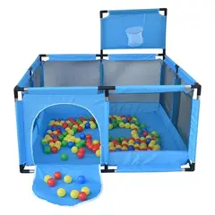 KINDA NICE - Corral Juegos Bebés Seguridad Alfombra Pelotas Agua Letras Celeste126CM