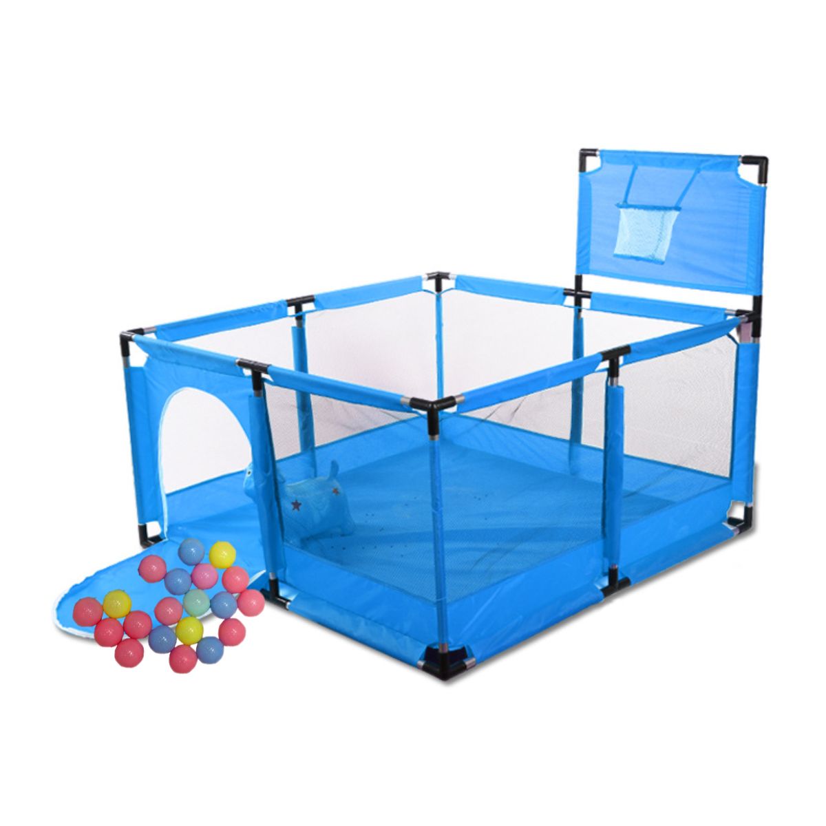 KINDA NICE - Corral Juegos Bebés Seguridad Alfombra Pelotas Agua Letras Celeste126CM