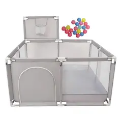 KINDA NICE - Corral Juegos Bebés Seguridad Alfombra Pelotas Agua Letras Gris126CM