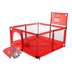 KINDA NICE - Corral Juegos Bebés Seguridad Alfombra Pelotas Agua Letras Rojo126CM