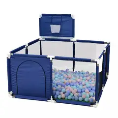 KINDA NICE - Corral Juegos Bebés Seguridad Alfombra Pelotas Agua Letras Azul 126CM