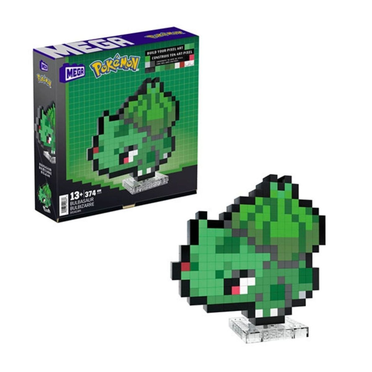 MEGA CONSTRUX - Set de Construcción MEGA Pokémon Bulbasaur Pixel Art 374 Piezas - Bloques Retro Coleccionable para Exhibición