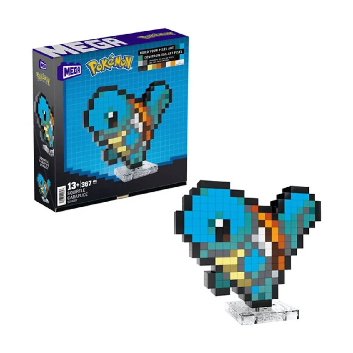 MEGA CONSTRUX - Set de Construcción MEGA Pokémon Squirtle Pixel Art 367 Piezas - Bloques Retro Coleccionable para Exhibición