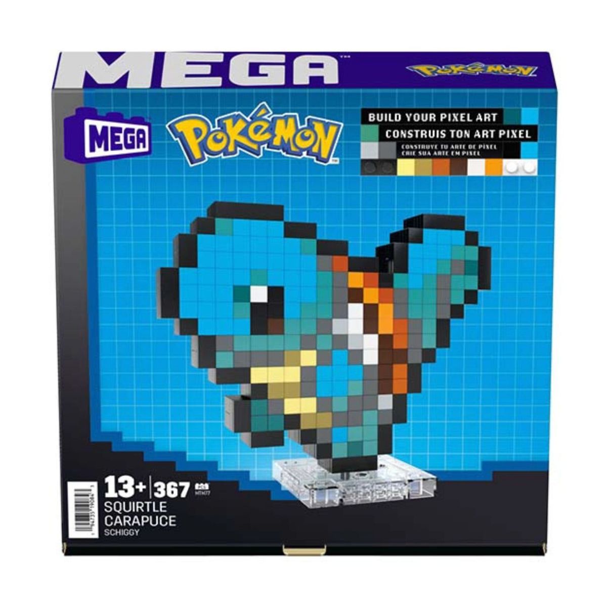 MEGA CONSTRUX - Set de Construcción MEGA Pokémon Squirtle Pixel Art 367 Piezas - Bloques Retro Coleccionable para Exhibición