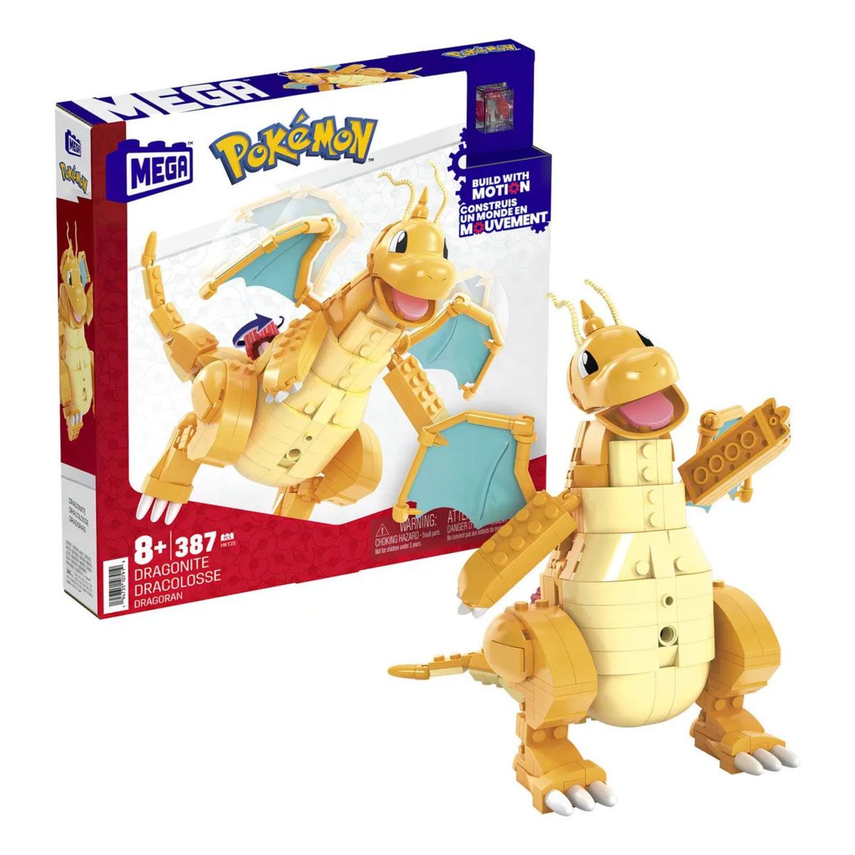 MEGA CONSTRUX - Set de Construcción MEGA Pokémon Dragonite con Movimiento 388 Piezas - Aleteo de Alas Mecánico Coleccionable