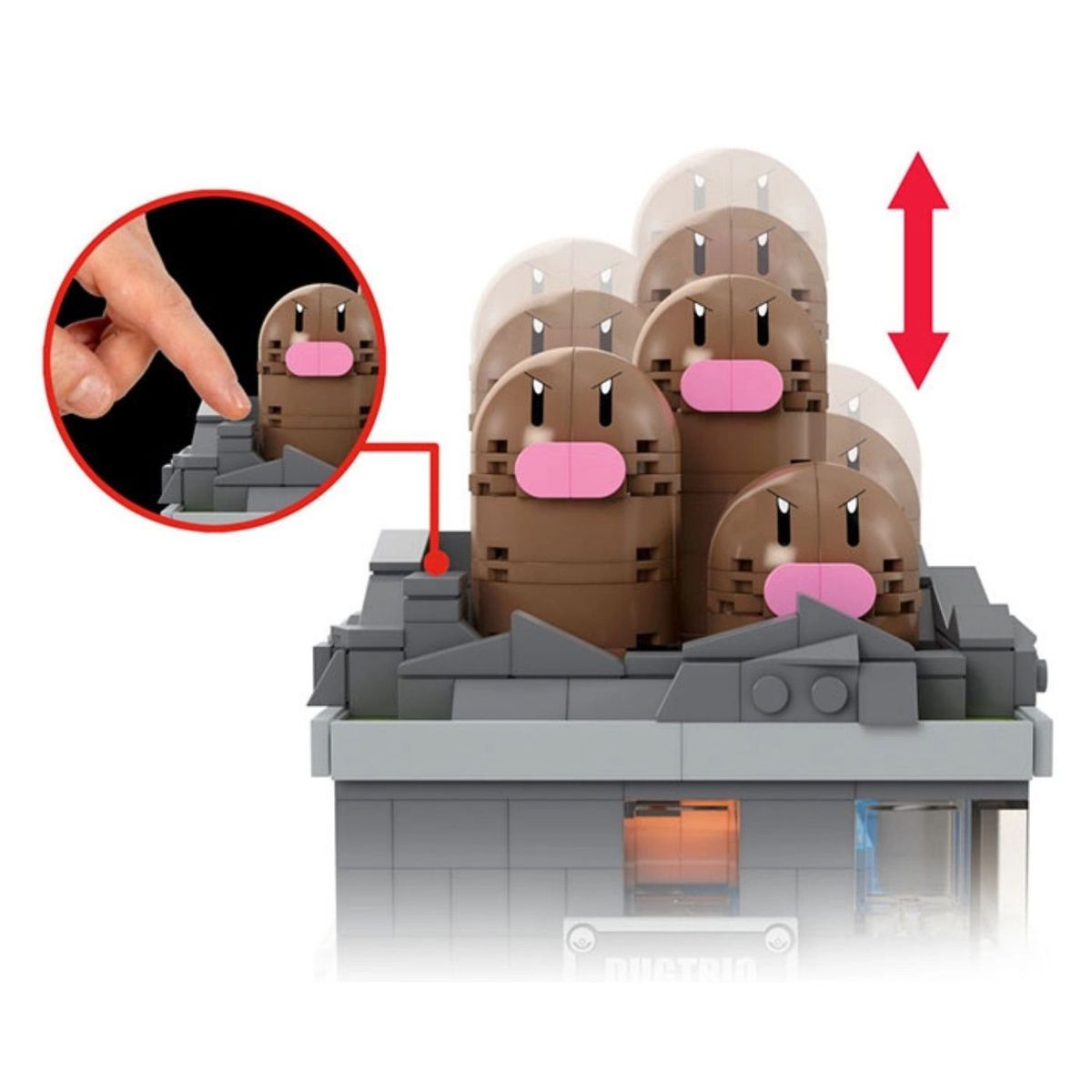 MEGA CONSTRUX - Set de Construcción MEGA Pokémon Dugtrio Mini Motion 350 Piezas - Movimiento Pop-Up Oculto Coleccionable