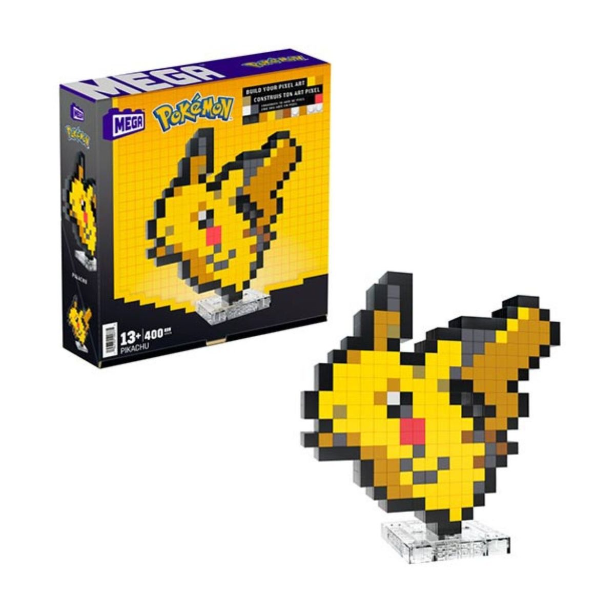 MEGA CONSTRUX - Set de Construcción MEGA Pokémon Pikachu Pixel Art 400 Piezas - Bloques Retro Coleccionable para Exhibición