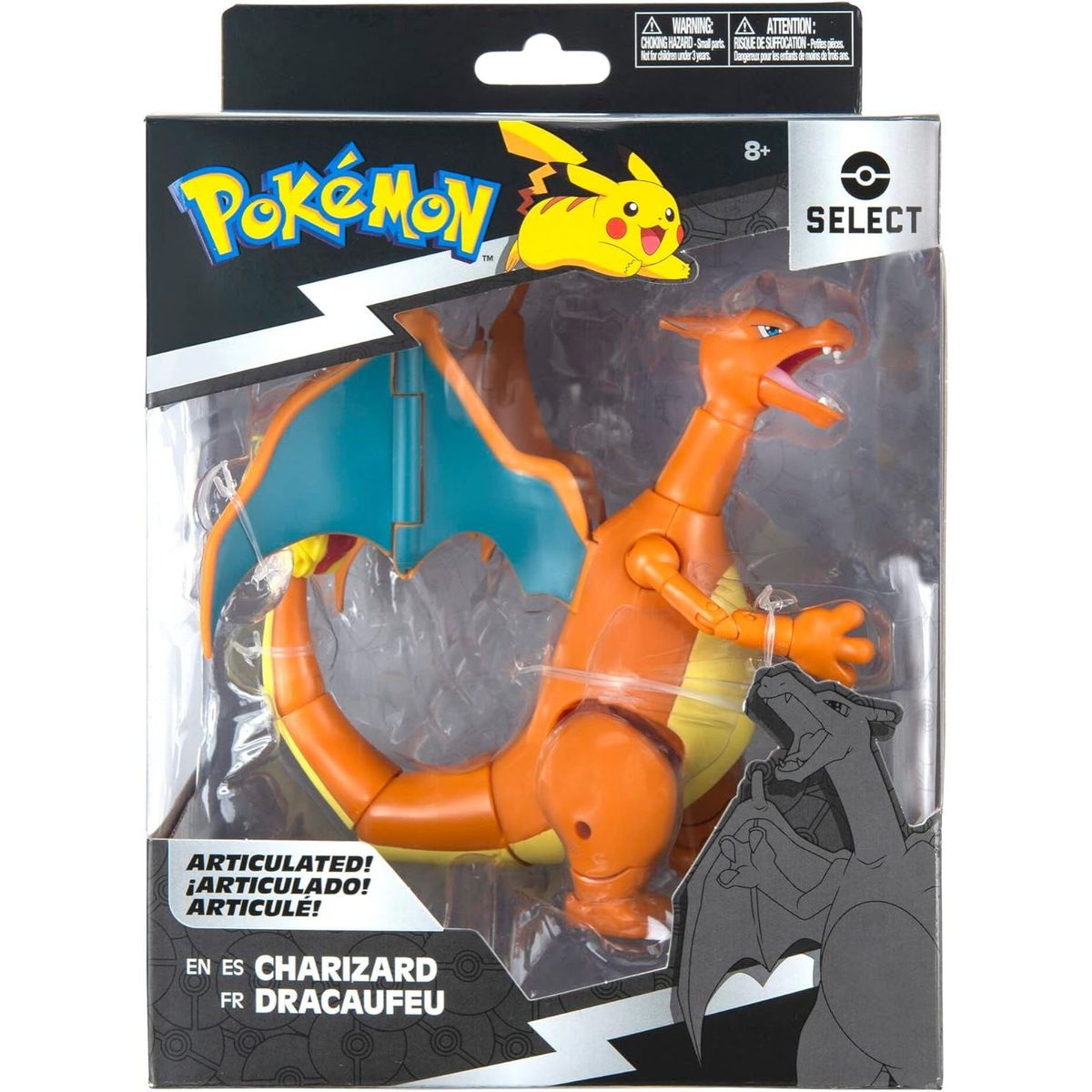 JAZWARES - Figura Pokémon Charizard Articulada 15 cm Select Series Jazwares - 15+ Puntos de Articulación con Base