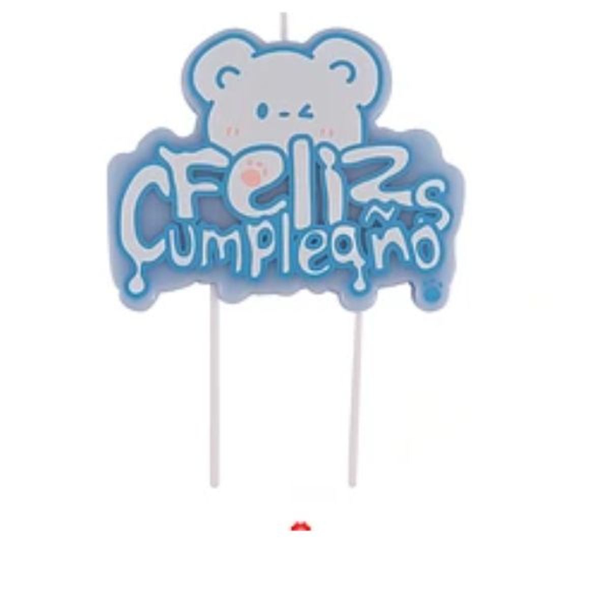 GENERICO - Vela feliz cumpleños bebe oso celeste