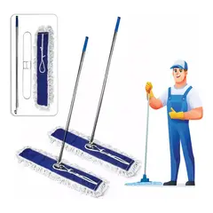 GENERICO - Pack 2 Mopa Seca Completa Industrial 90 Cm 36 Pulgadas Azul