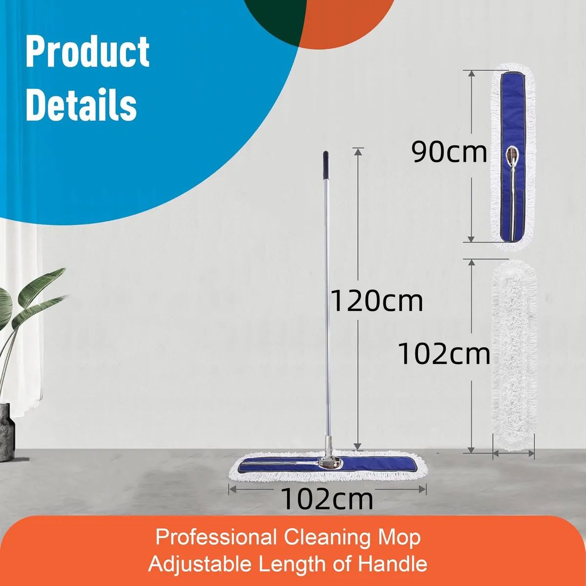 GENERICO - Pack 2 Mopa Seca Completa Industrial 90 Cm 36 Pulgadas Azul