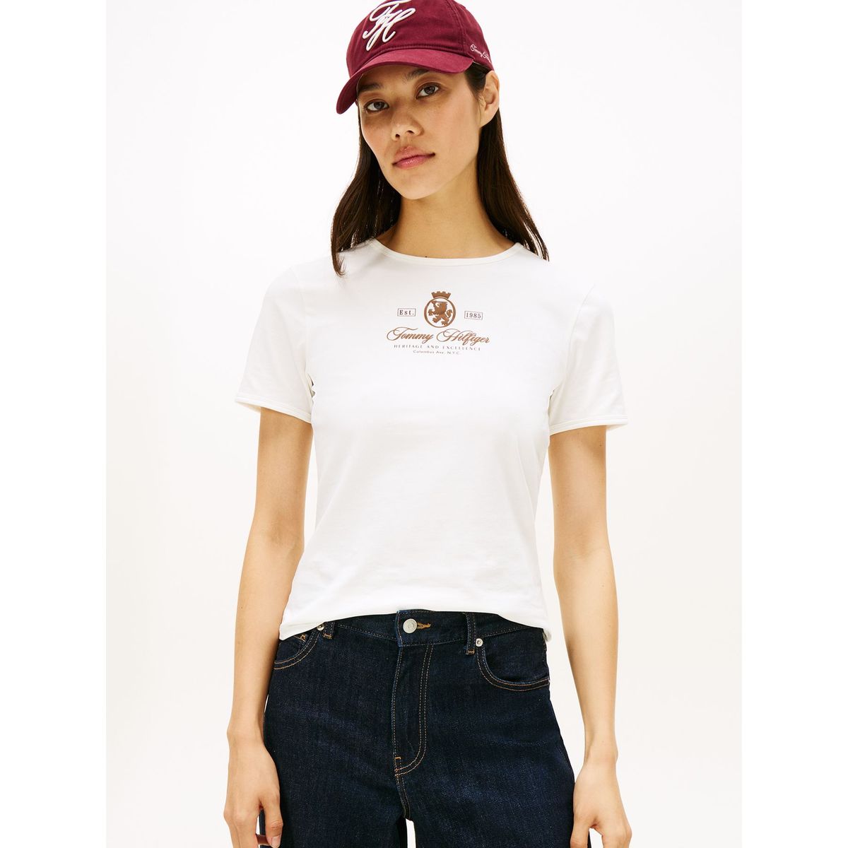 TOMMY HILFIGER - Polera Varsity Slim Fit Blanco Tommy Hilfiger