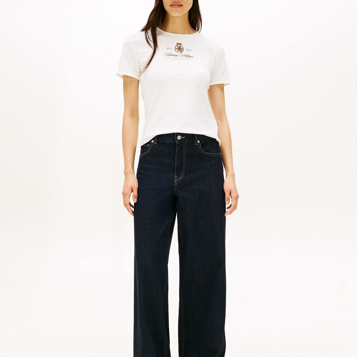 TOMMY HILFIGER - Polera Varsity Slim Fit Blanco Tommy Hilfiger