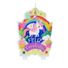 GENERICO - Vela happy birthday de unicornio 6x9cm