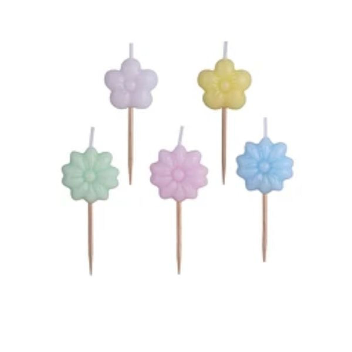 GENERICO - Set de velas flores coloridas 3x7cm 5pcs