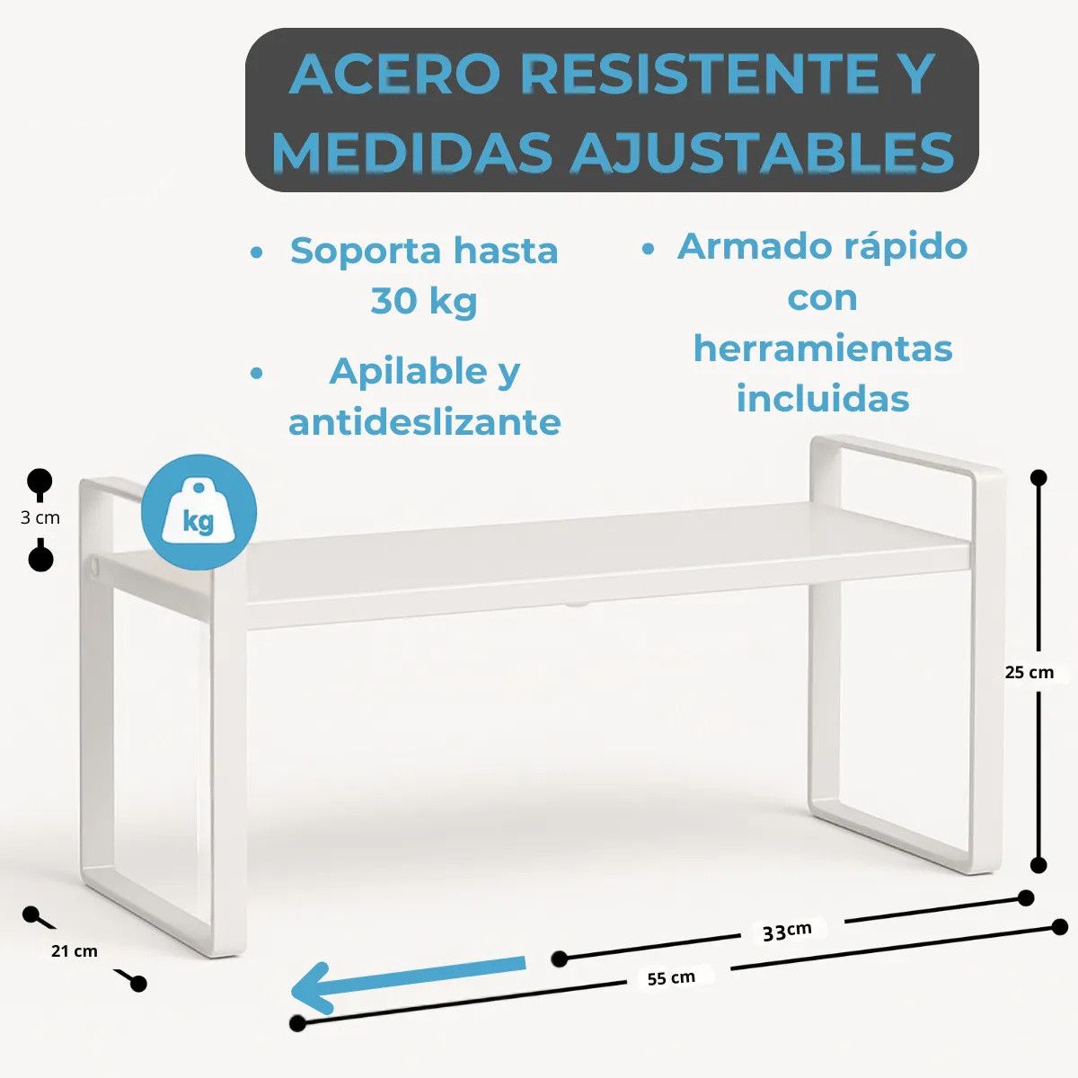 KUANGYE - Repisa Organizador De Cocina Estante Extensible Metálico