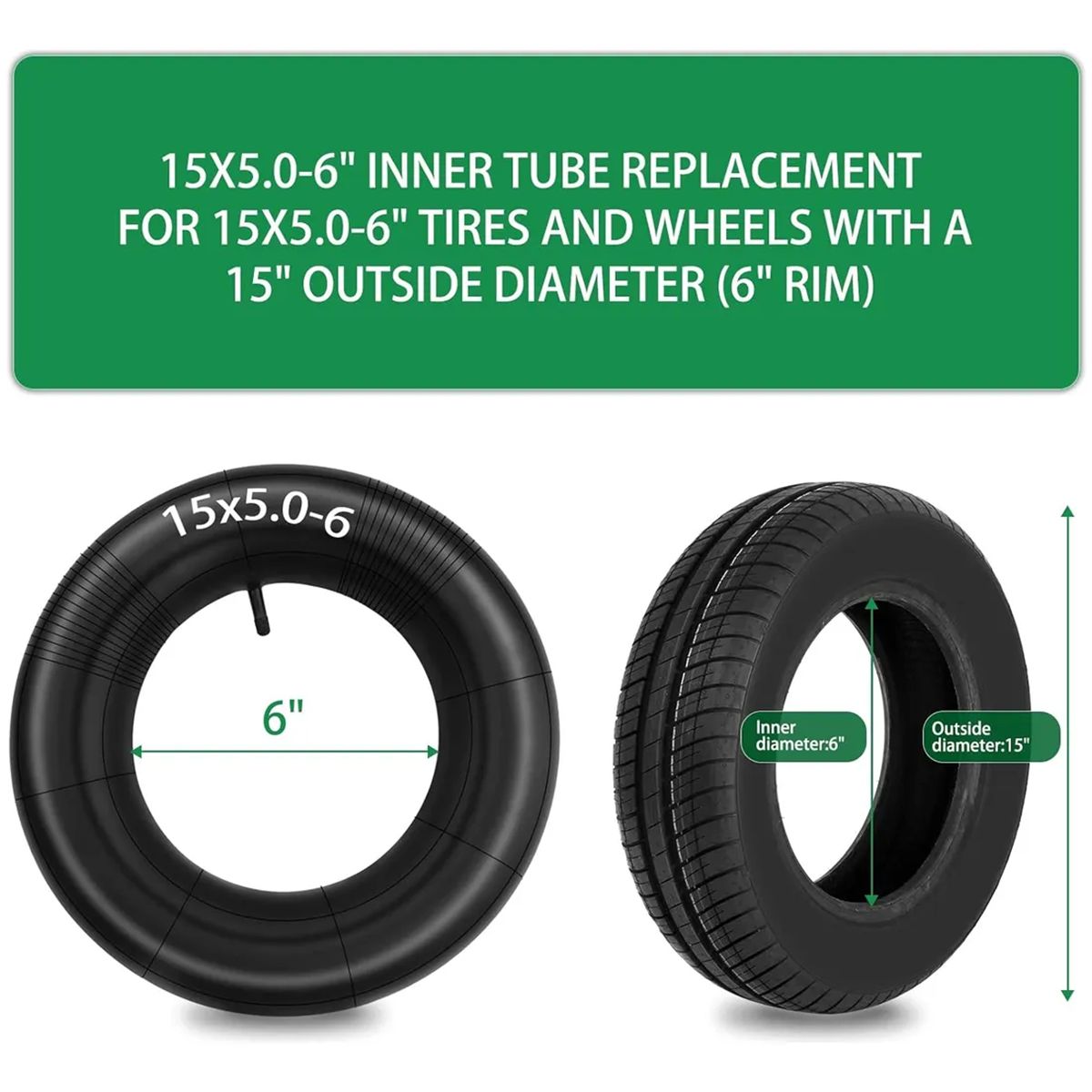 GENERICO - Para Neumatico Camaras Tractor De Pasto 15x6.00-6cortacésped Presta Negro