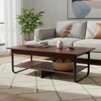 Mesa de Centro 120x60x40 cm Estilo Industrial Madera y Acero