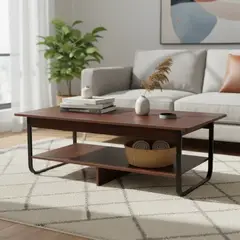 ROHE - Mesa de Centro 120x60x40 cm Estilo Industrial Madera y Acero