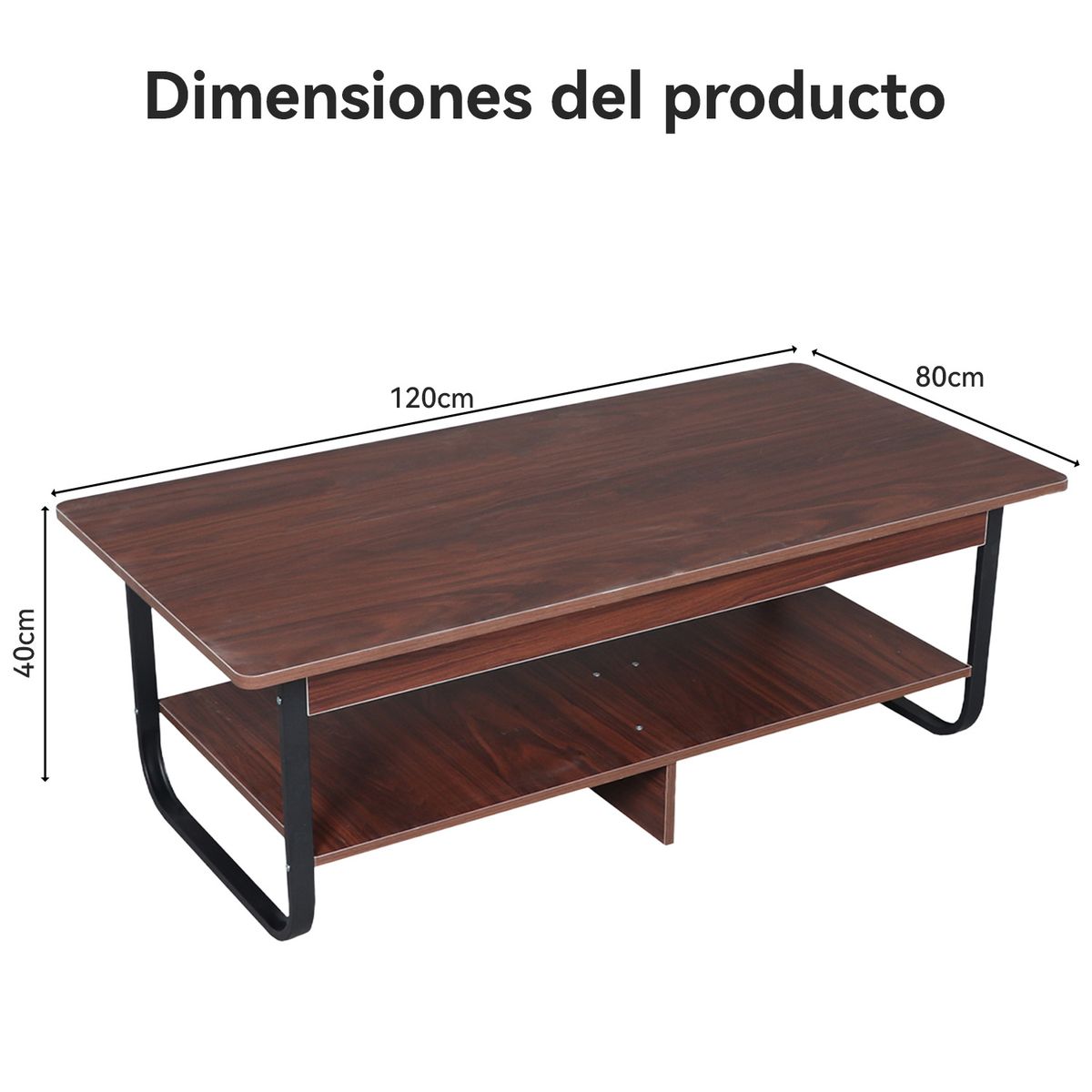 ROHE - Mesa De Centro Rectangular Estilo Rústico de 2 Niveles