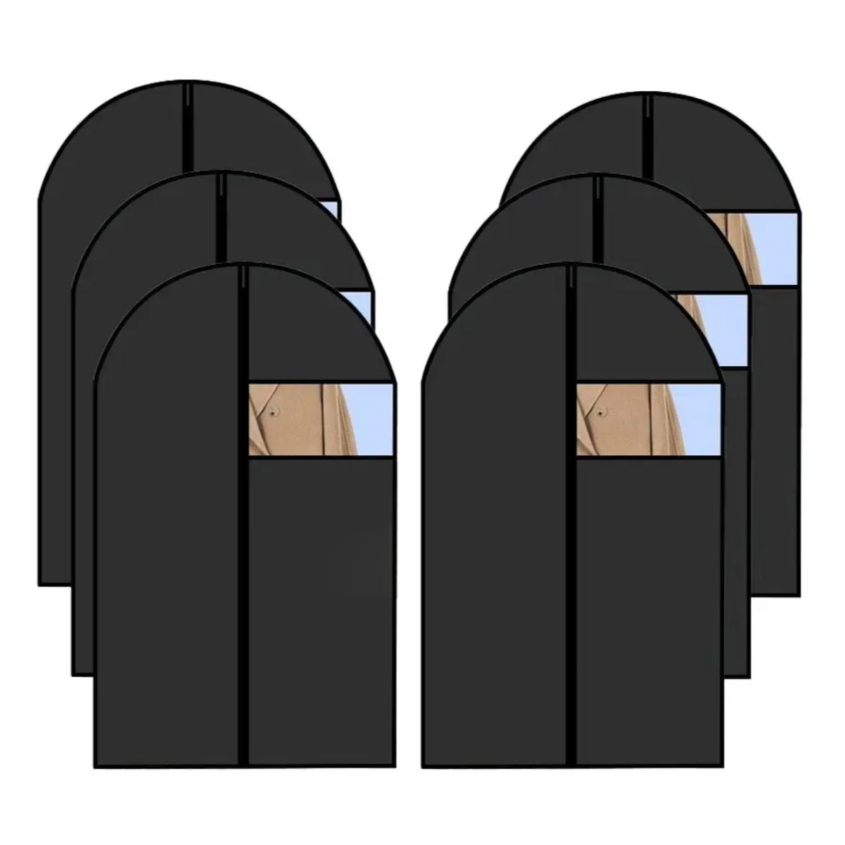 KINDA NICE - Pack 6 De Fundas Protectora Para Ropa Y Traje 100x60cm Negro