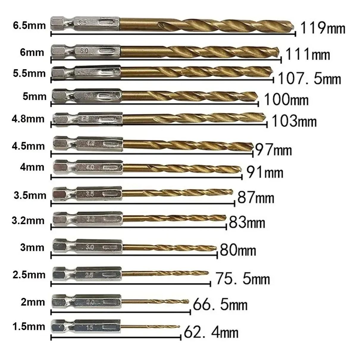 GENERICO - 1.5-6.5 Mm De Manjo Hexagonal Twist Taladradorador
