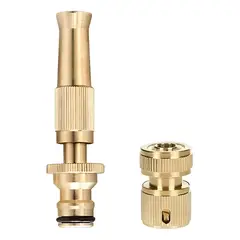 KUANGYE - Kit Conector Y Pistola Riego Pitón Para Manguera 12 Bronce