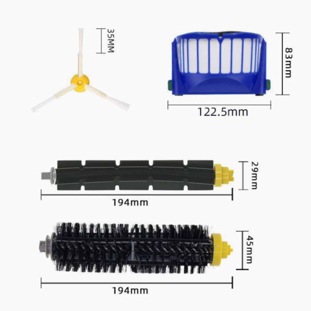 KINDA NICE - Kit De 10 Repuestos De Aspiradores Para Irobot Roomba 600 Negro