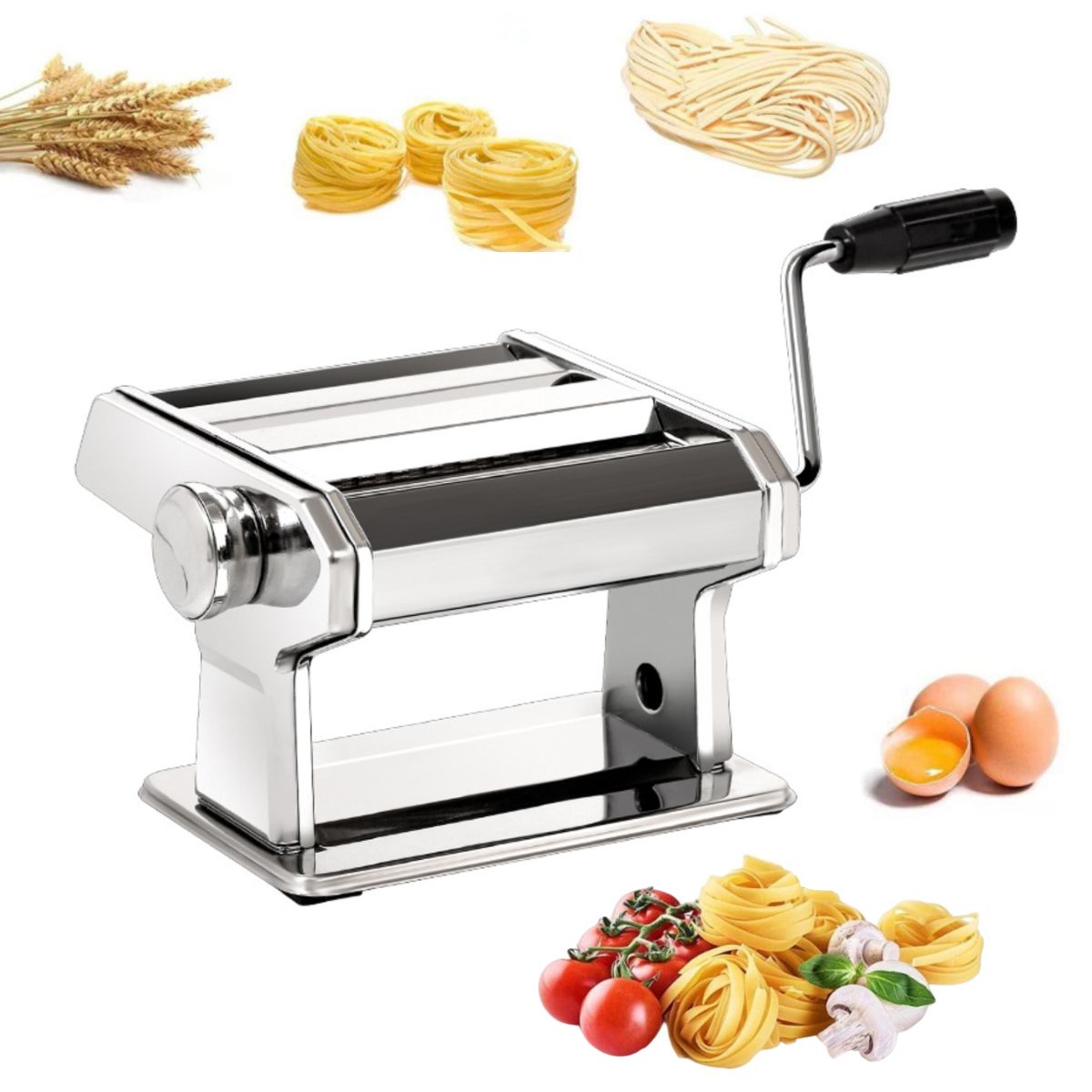 KINDA NICE - Máquina Manual De Estirar Masa 9 Niveles Acero Inoxidable Plateado