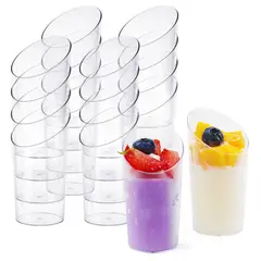 KINDA NICE - 100 Vasos Shot Acrilico Postres Vasos Plastico +100 Cucharas Blanco
